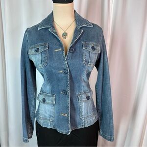 G. H. Bass Jean Jacket Sz XS Tailored Fit Stretch Denim Blue Casual